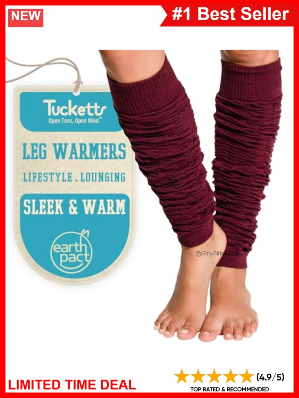 Cotton Blend Ruched Leg Warmers 26" Knee High Thermal